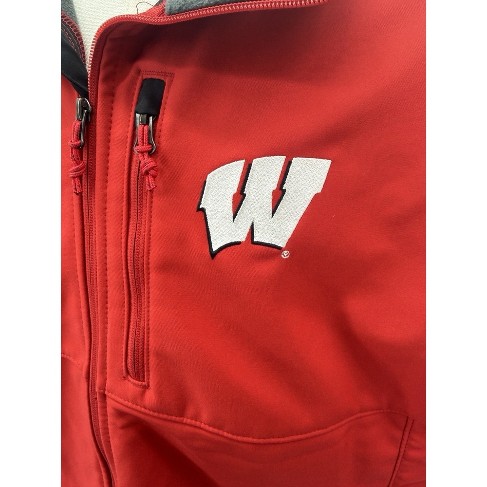 Columbia Wisconsin Badgers NCAA Jacket Men XL Red Softshell Zip Up Fleece Lined - Picture 13 of 15